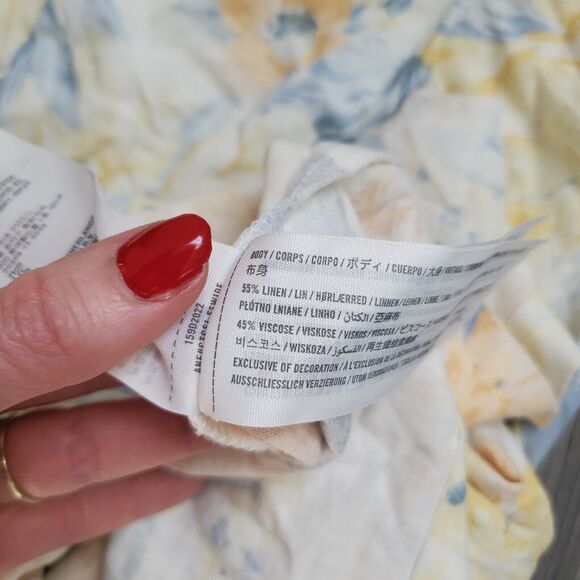 Abercrombie Fitch Dress Small Midi Maxi Yellow Blue Floral Flowy Linen Sundress - Picture 6 of 7